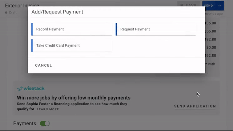 Add/Request Payment