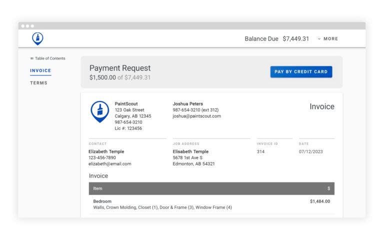 payment request on estimate